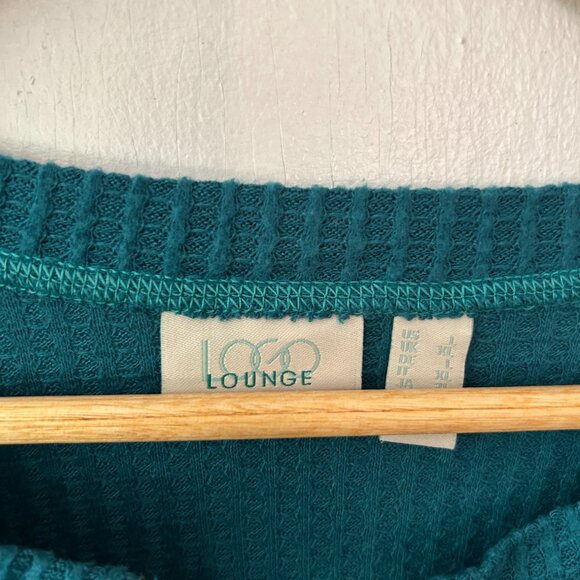 Logo Lounge Lori Goldstein Thermal Shirt Womens Large Blue Green Split Neck Top - Picture 3 of 5